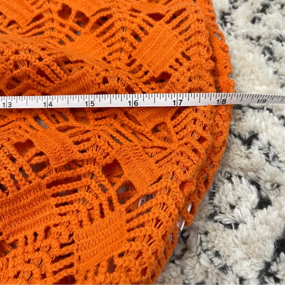 ZARA Orange Crochet Knit Top Sleeveless NWT M Boho Indie Coastal Grandma Resort - Picture 10 of 12